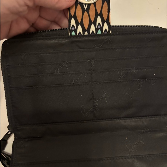 Vera Bradley Teal and Brown Patterned Turnlock Wallet - Picture 12 of 16